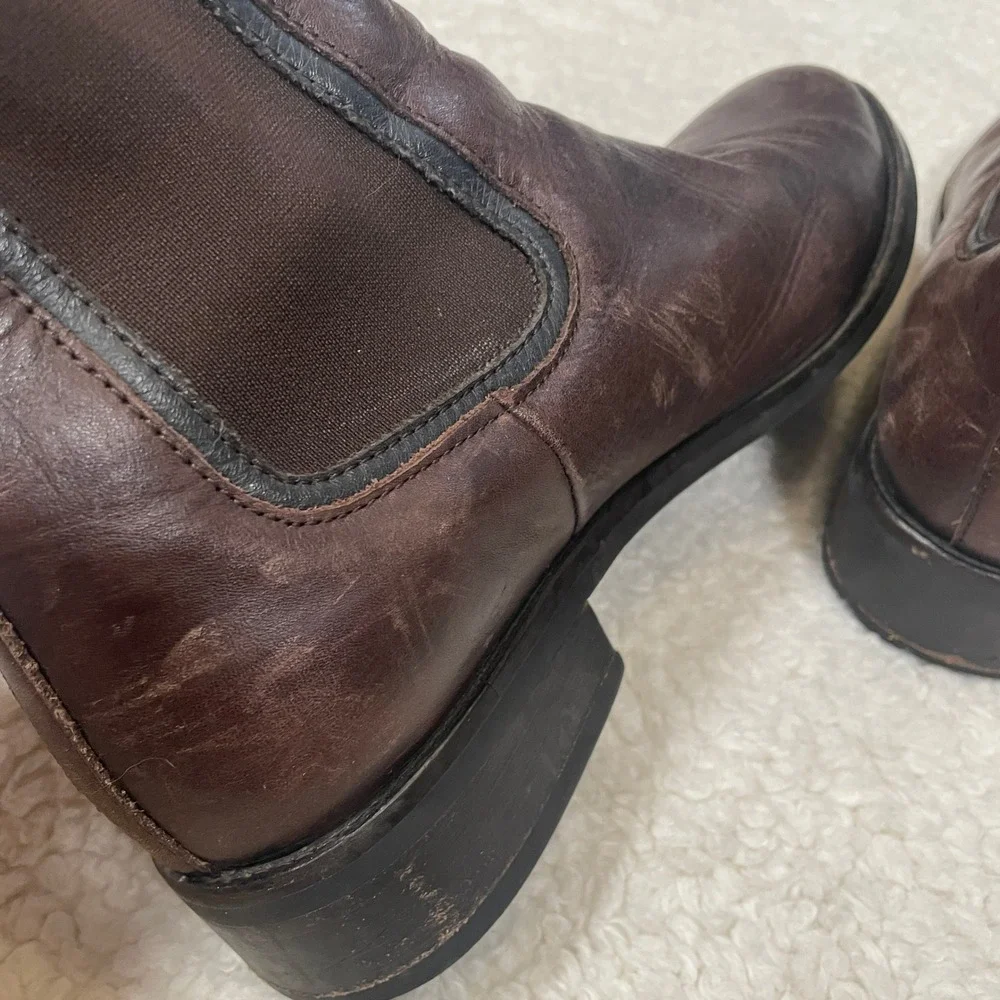 Thursday Boot Co Duchess Dark Brown Leather Chelsea Ankle Distressed Womens 9